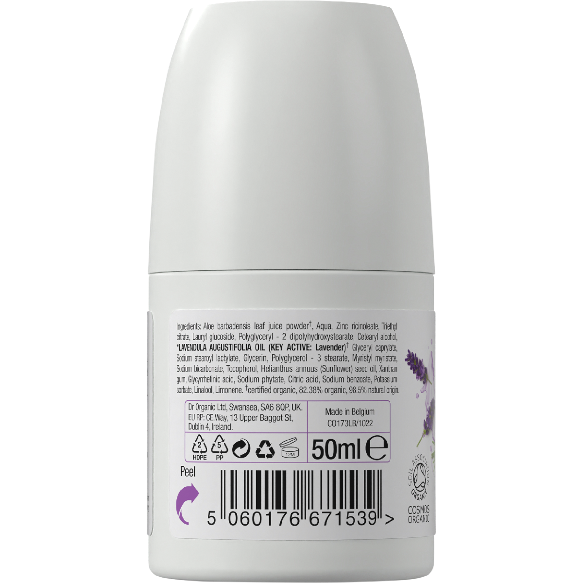 Dr Organic Roll-On Deodorant Lavender 50ml back