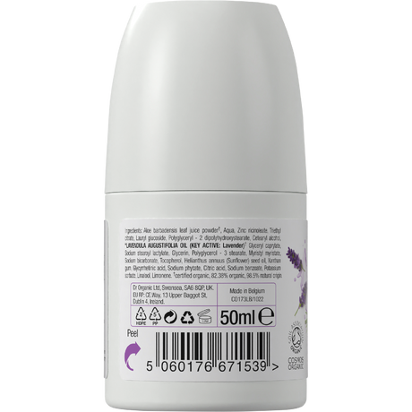 Dr Organic Roll-On Deodorant Lavender 50ml back