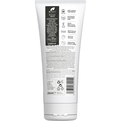 Dr Organic Face Wash Activated Charcoal 200ml back
