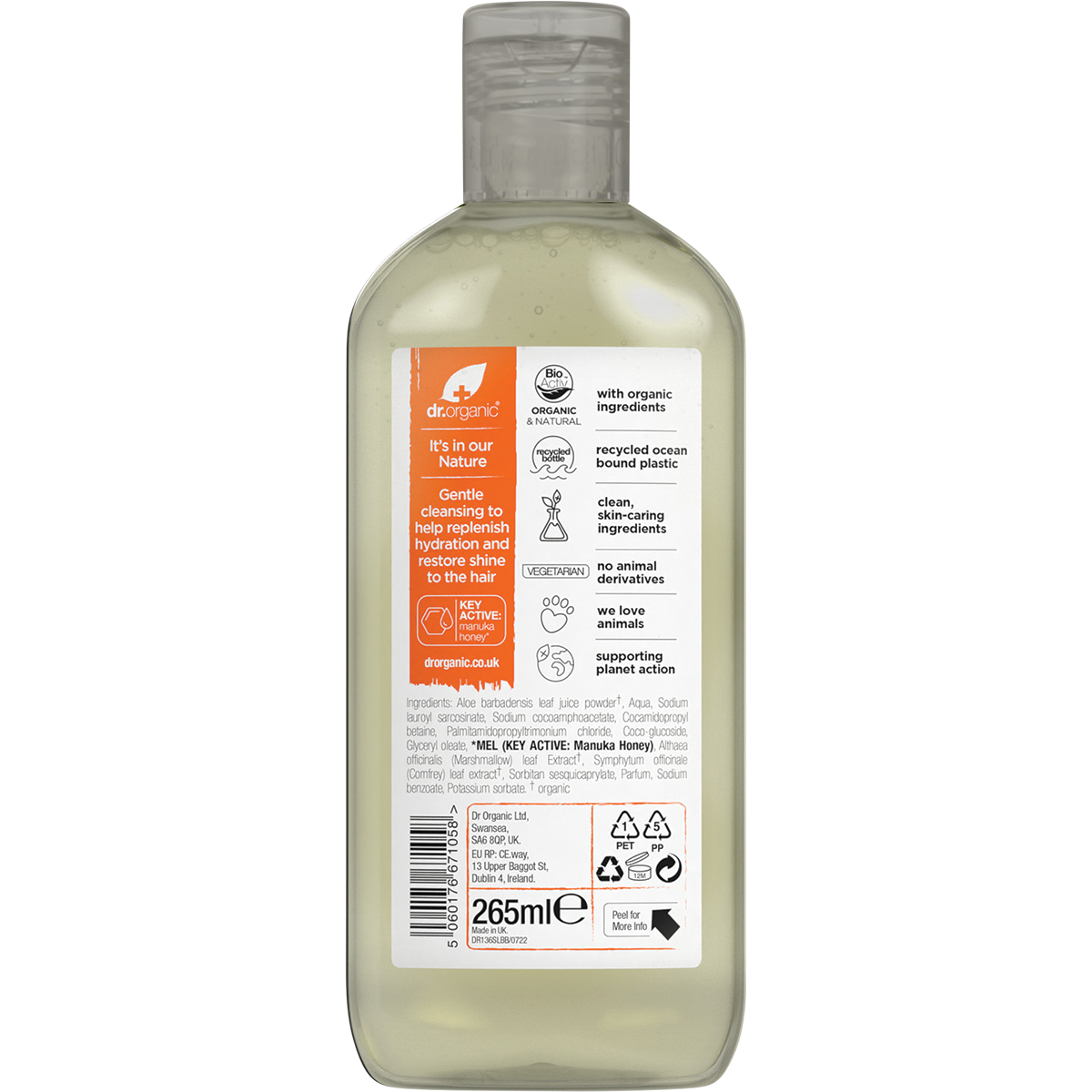Dr Organic Shampoo Manuka Honey 265ml back