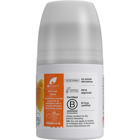 Dr Organic Roll-On Deodorant Manuka Honey 50ml right side