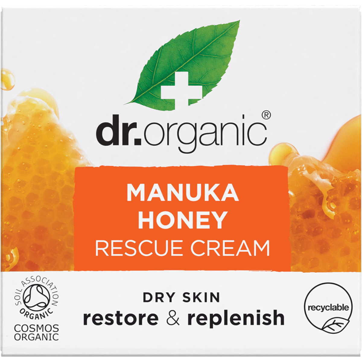 Dr Organic Rescue Cream Manuka Honey 50ml carton