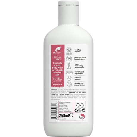 Dr Organic Organic & Natural Body Wash Organic Guava 250ml back view