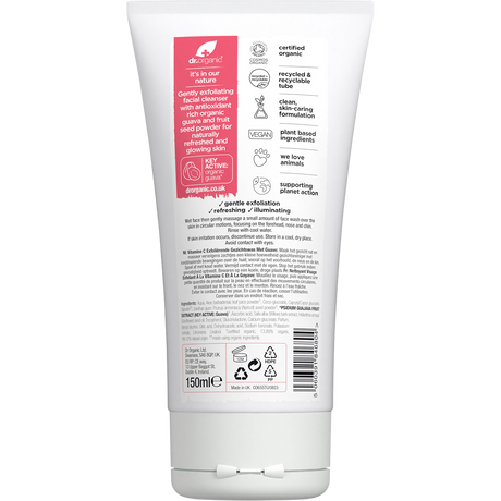 Dr Organic Certified Organic Exfoliating Face Wash Organic Guava 150ml back view