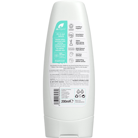 Dr Organic Unfragranced Baby Lotion Organic Calendula 200ml back