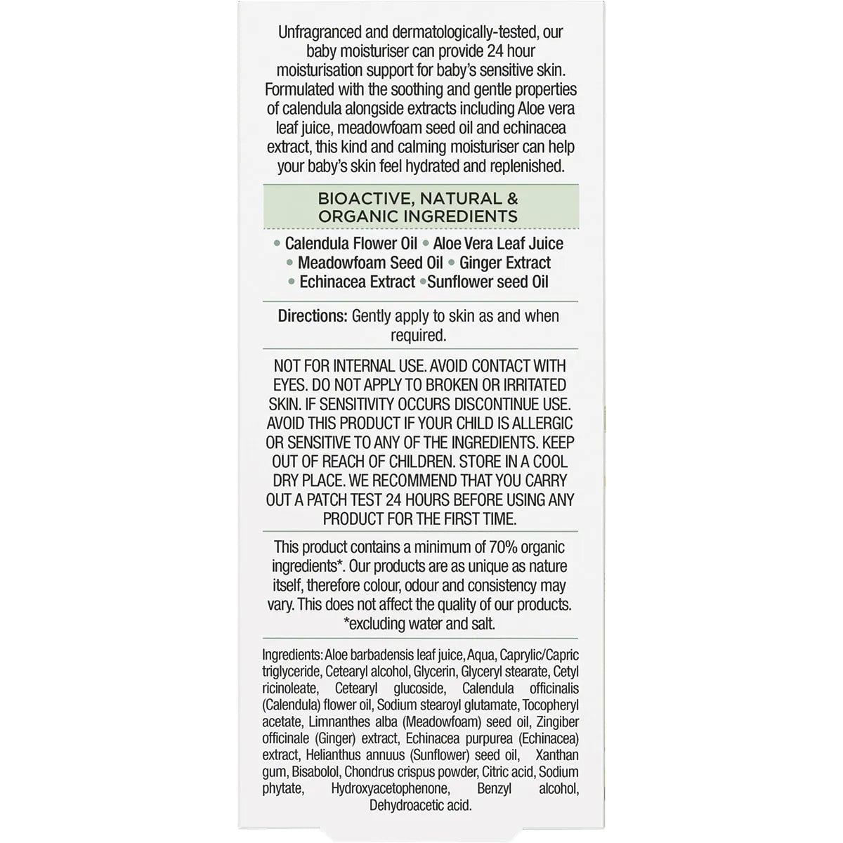 Dr Organic Unfragranced Baby Moisturiser Organic Calendula 50ml