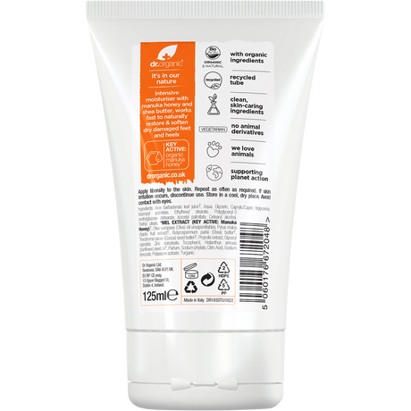 Dr Organic Organic & Natural Foot & Heel Cream Manuka Honey 125ml back view