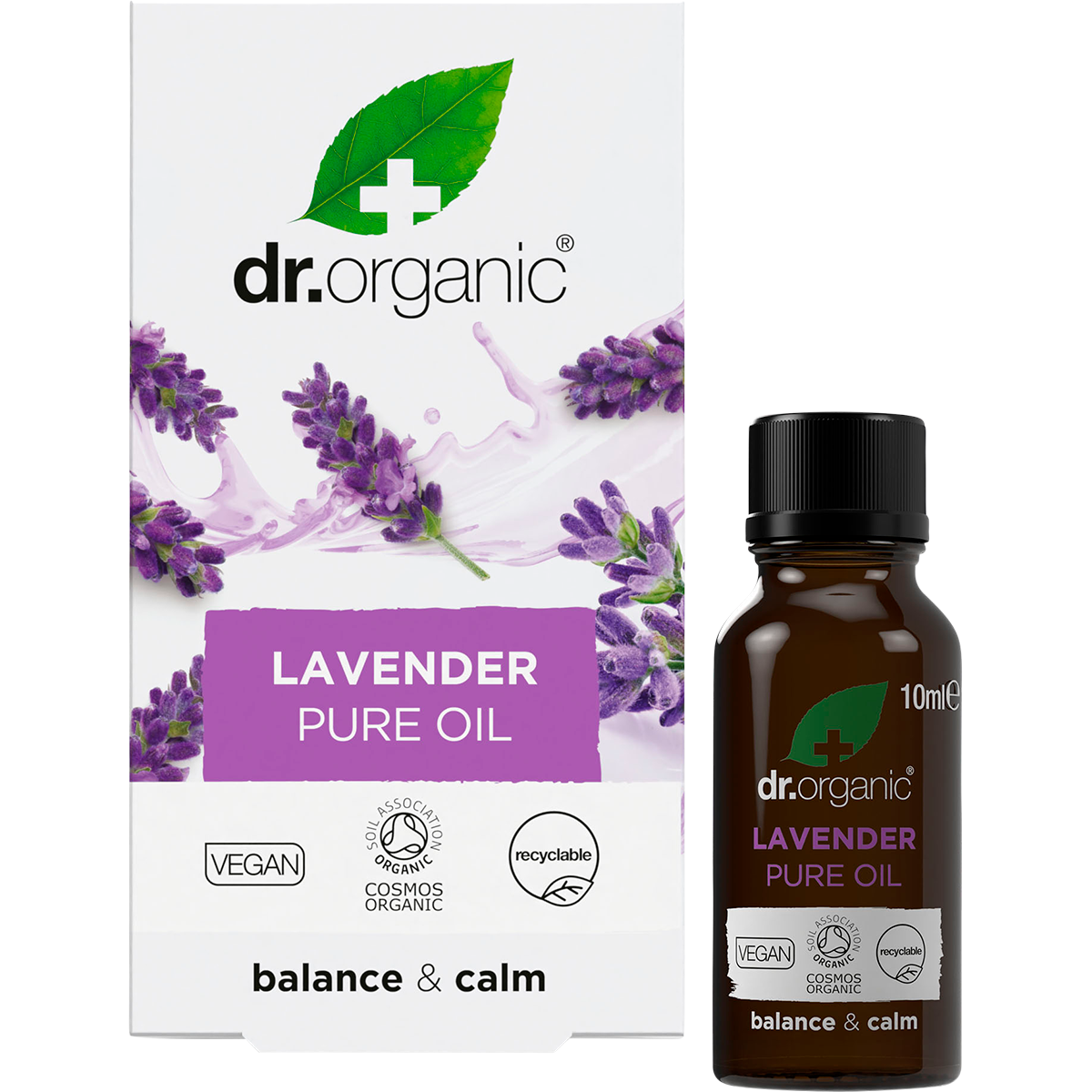 Dr Organic Lavender Oil 100% Pure 10ml product and carton