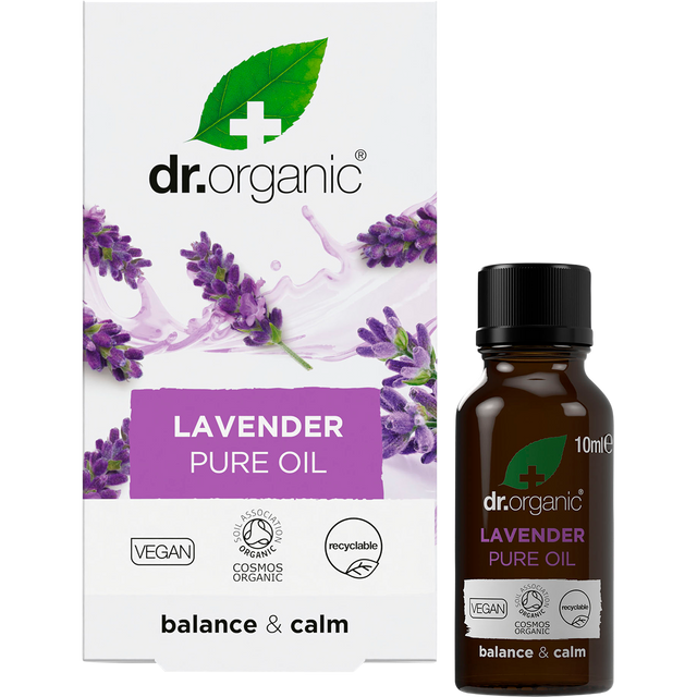 Dr Organic Lavender Oil 100% Pure 10ml product and carton