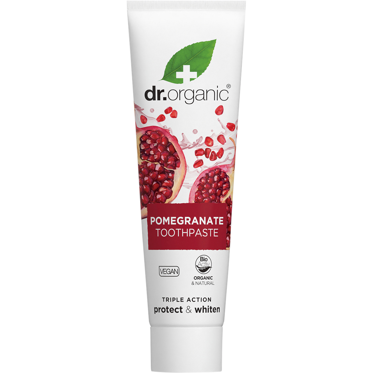 Dr Organic Toothpaste Whitening Organic Pomegranate 100ml front