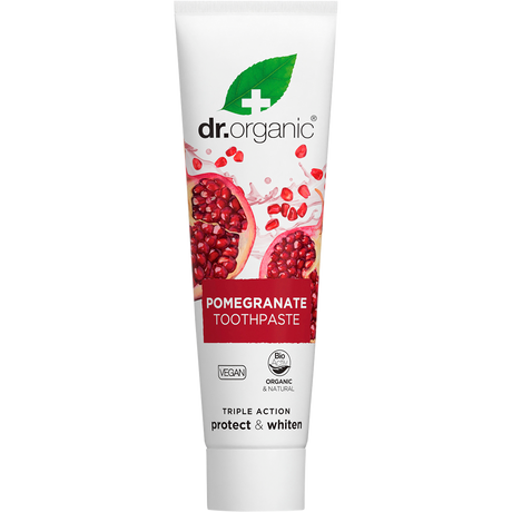Dr Organic Toothpaste Whitening Organic Pomegranate 100ml front
