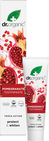 Dr Organic Toothpaste Whitening Organic Pomegranate 100ml product and carton