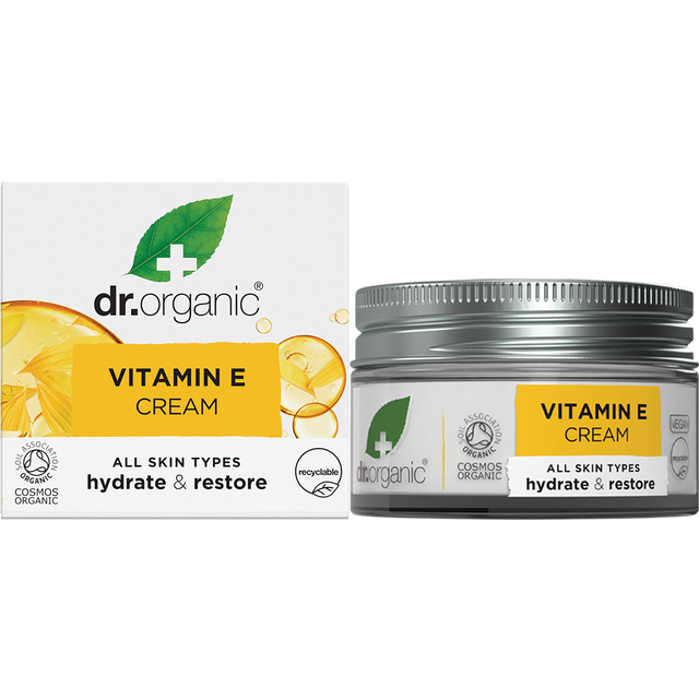 Dr Organic Cream Vitamin E 50ml product and carton