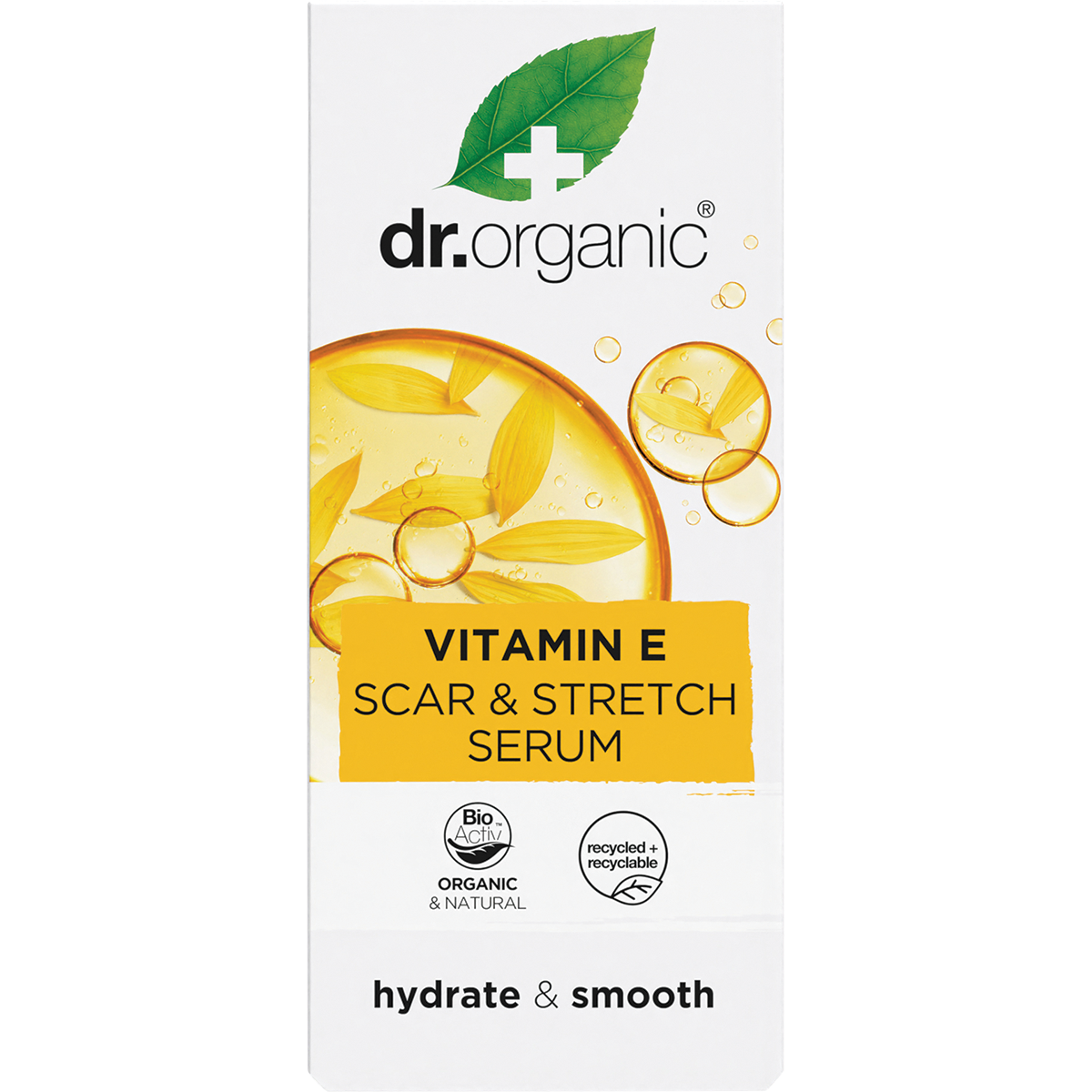 Dr Organic Scar & Stretch Serum Vitamin E 50ml carton