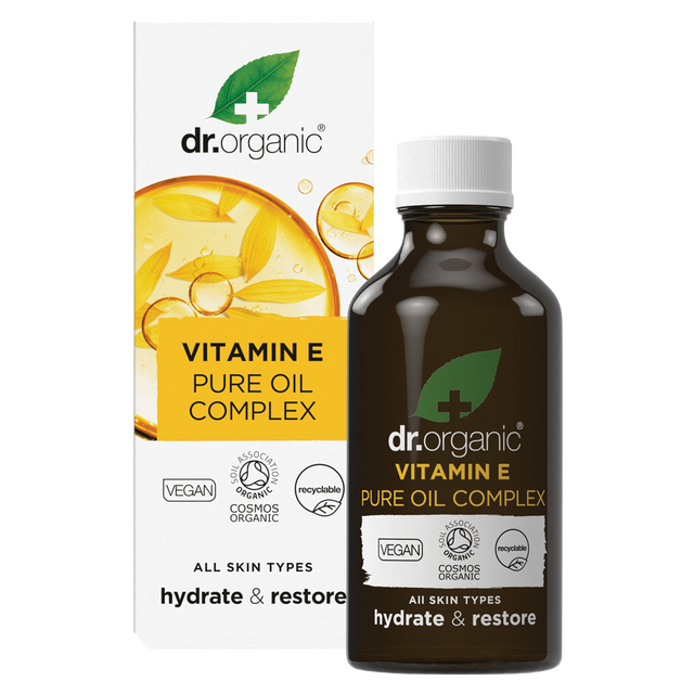 Dr Organic Pure Oil Complex Vitamin E 50ml product and carton