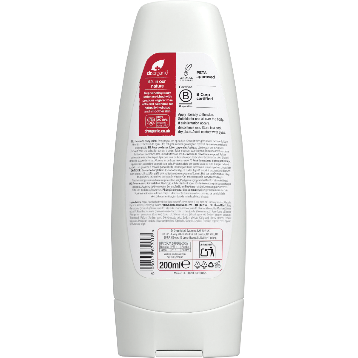 Dr Organic Body Lotion Rose Otto 200ml back