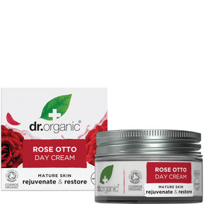 Dr Organic Day Cream Rose Otto 50ml product and carton