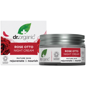 Dr Organic Night Cream Rose Otto 50ml product and carton