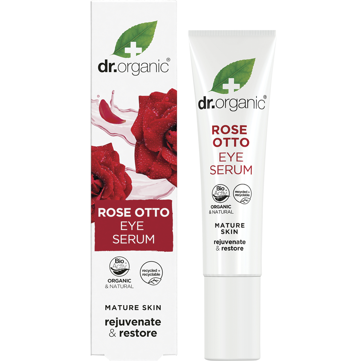 Dr Organic Eye Serum Rose Otto 15ml product and carton