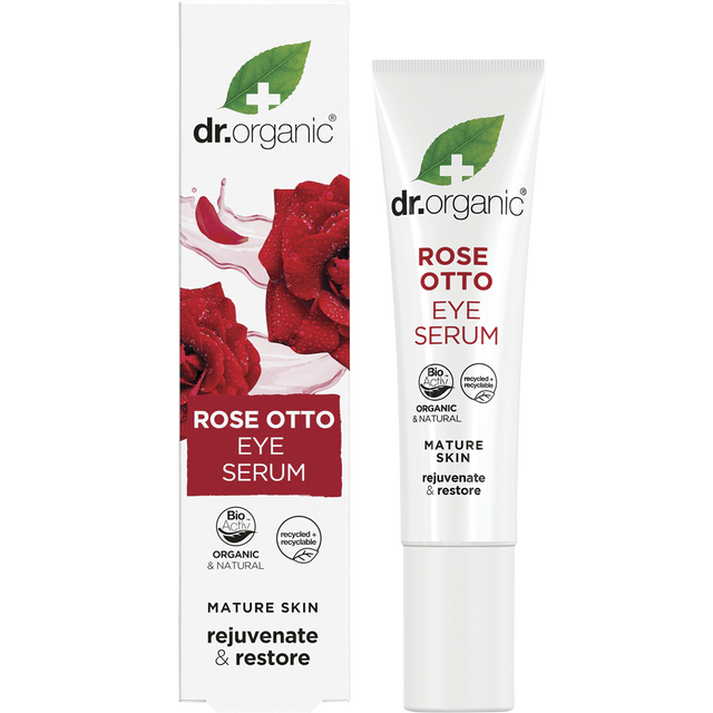 Dr Organic Eye Serum Rose Otto 15ml product and carton