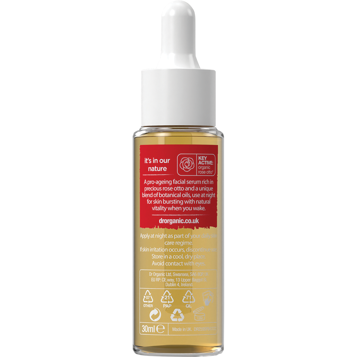 Dr Organic Facial Serum Rose Otto 30ml back