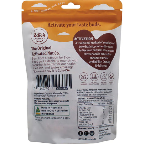 2Die4 Live Foods Activated Organic  Almonds 300g