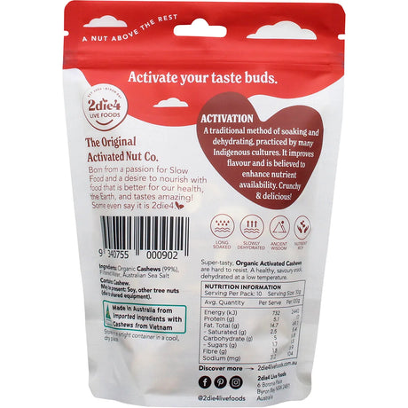 2Die4 Live Foods Activated Organic Cashews 300g