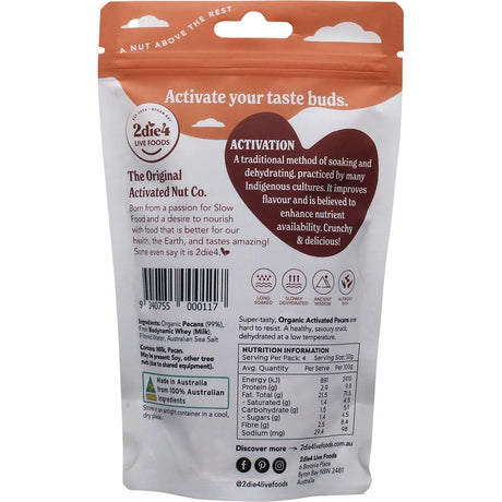 2Die4 Live Foods Organic Activated Pecans With Fresh Whey 120g