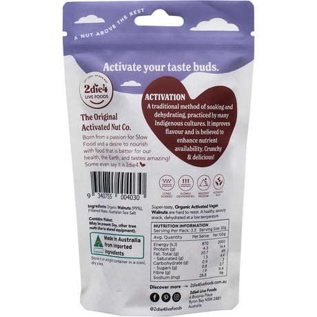 2Die4 Live Foods Activated Organic Vegan Walnuts - 100g