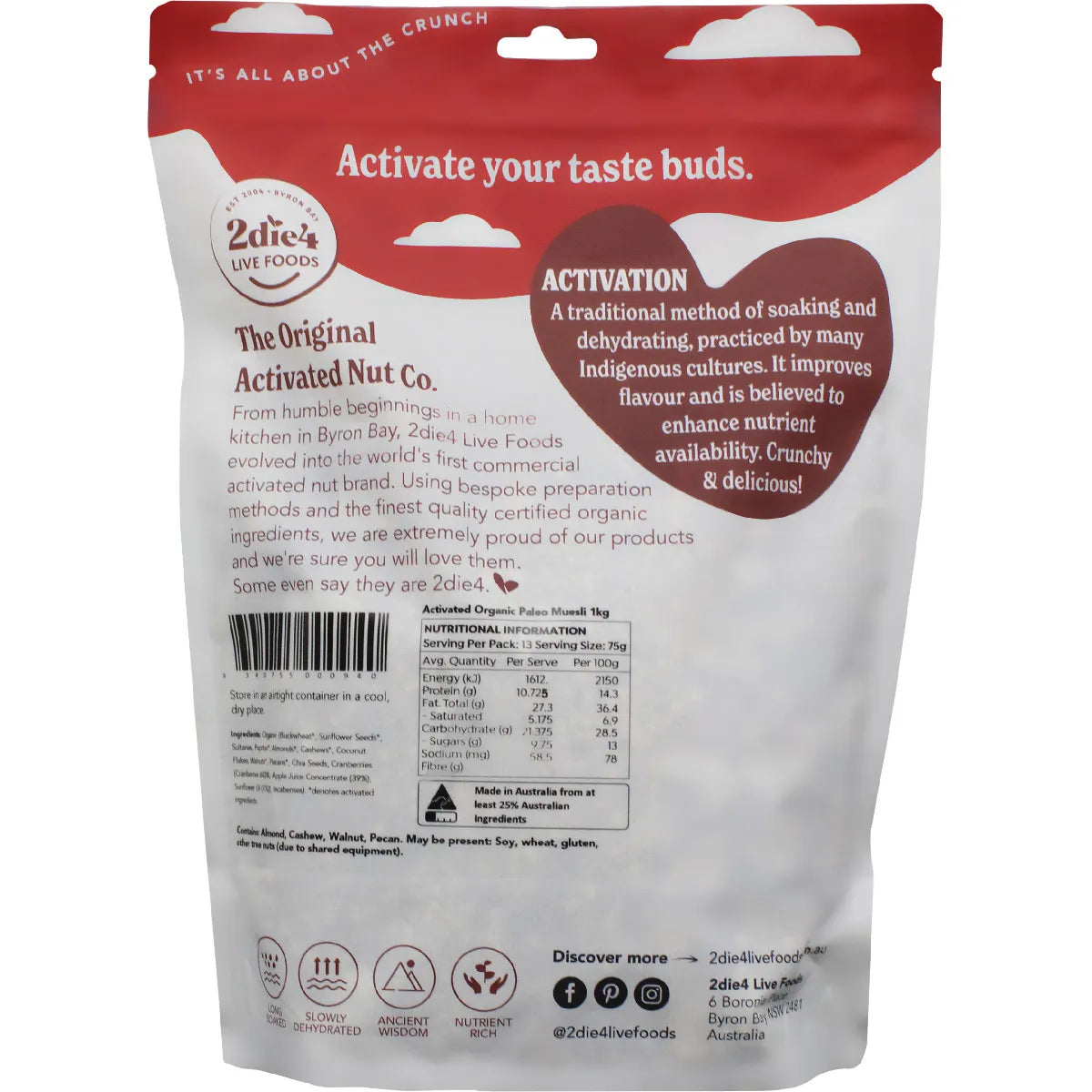 2Die4 Live Foods Organic Activated Paleo Muesli 1kg