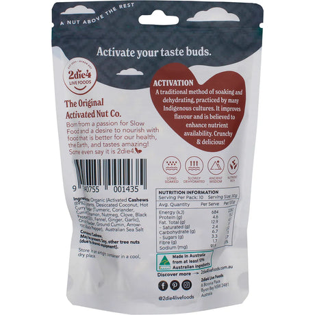 2Die4 Live Foods Activated Organic Masala Cashews 300g