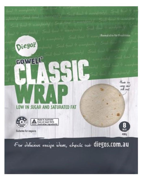 Diego’s GoWell Classic Wrap 400g x 8-pack Front