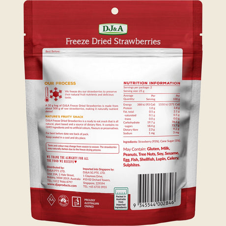 DJ&A Freeze Dried Strawberries 7x50g back