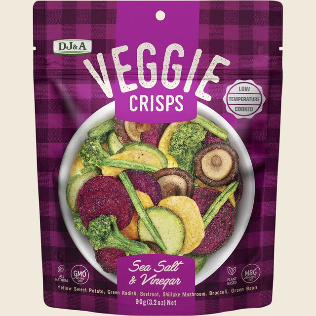 DJ&A Veggie Crisps Sea Salt & Vinegar 9x90g front
