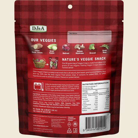 DJ&A Veggie Crisps Hot & Spicy 9x90g back