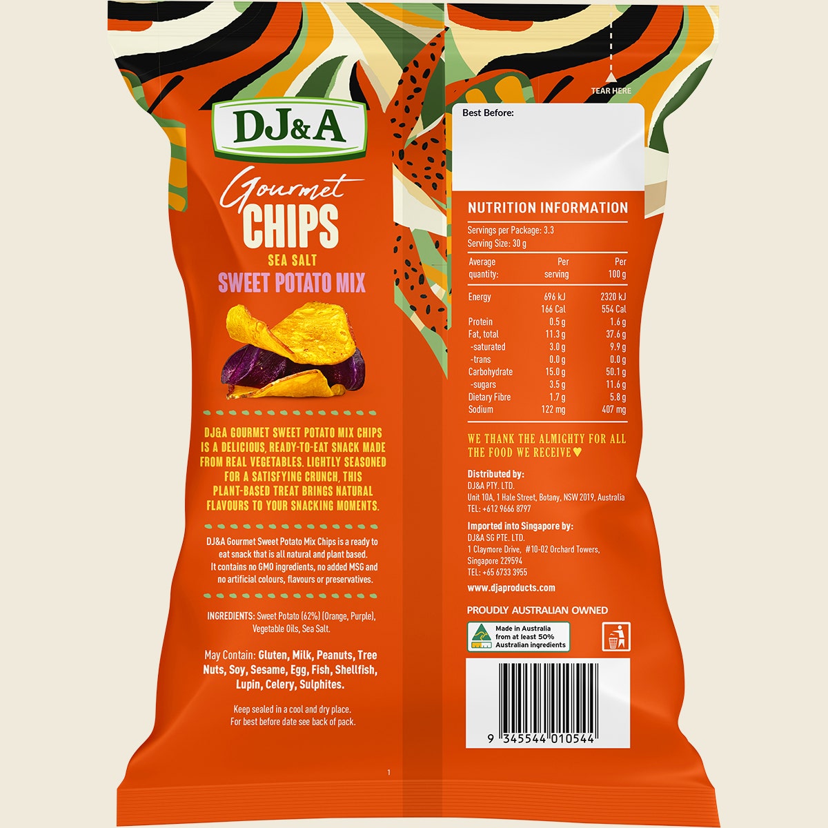 DJ&A Gourmet Chips Sweet Potato Mix Sea Salt 5x100g back