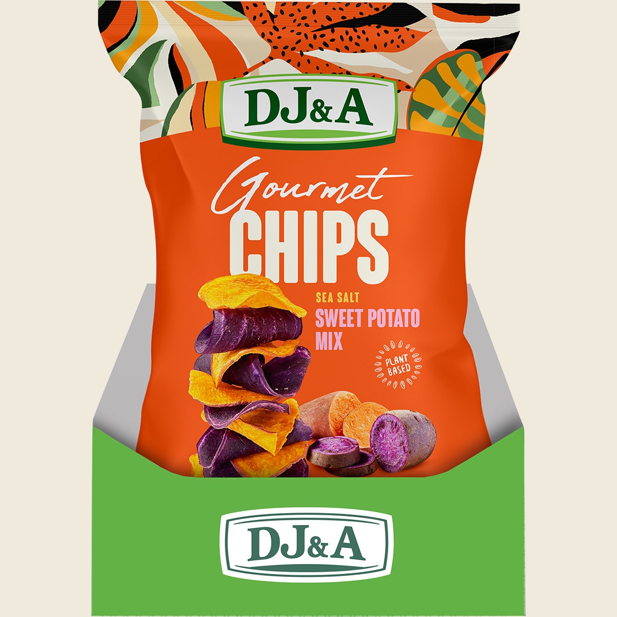 DJ&A Gourmet Chips Sweet Potato Mix Sea Salt 5x100g display