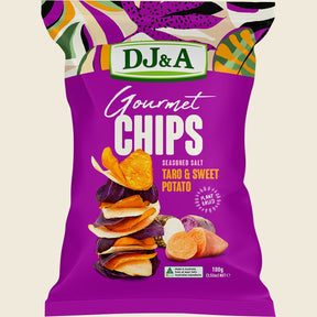 DJ&A Gourmet Chips Taro & Sweet Potato Seasoned Salt 5x100g front
