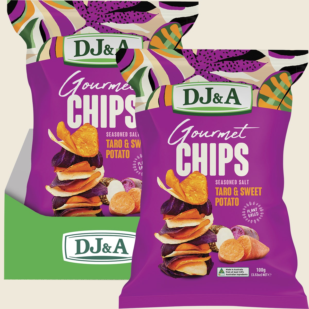 DJ&A Gourmet Chips Taro & Sweet Potato Seasoned Salt 5x100g combo