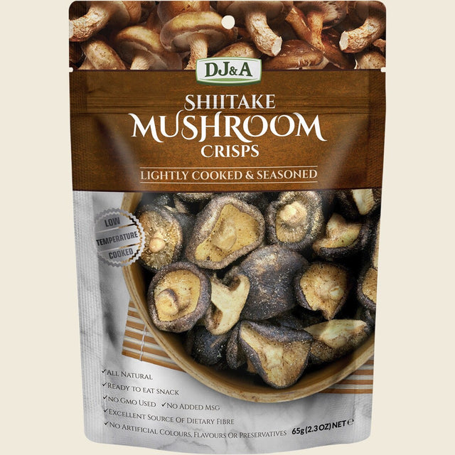 DJ&A Shiitake Mushroom Crisps 9x65g front