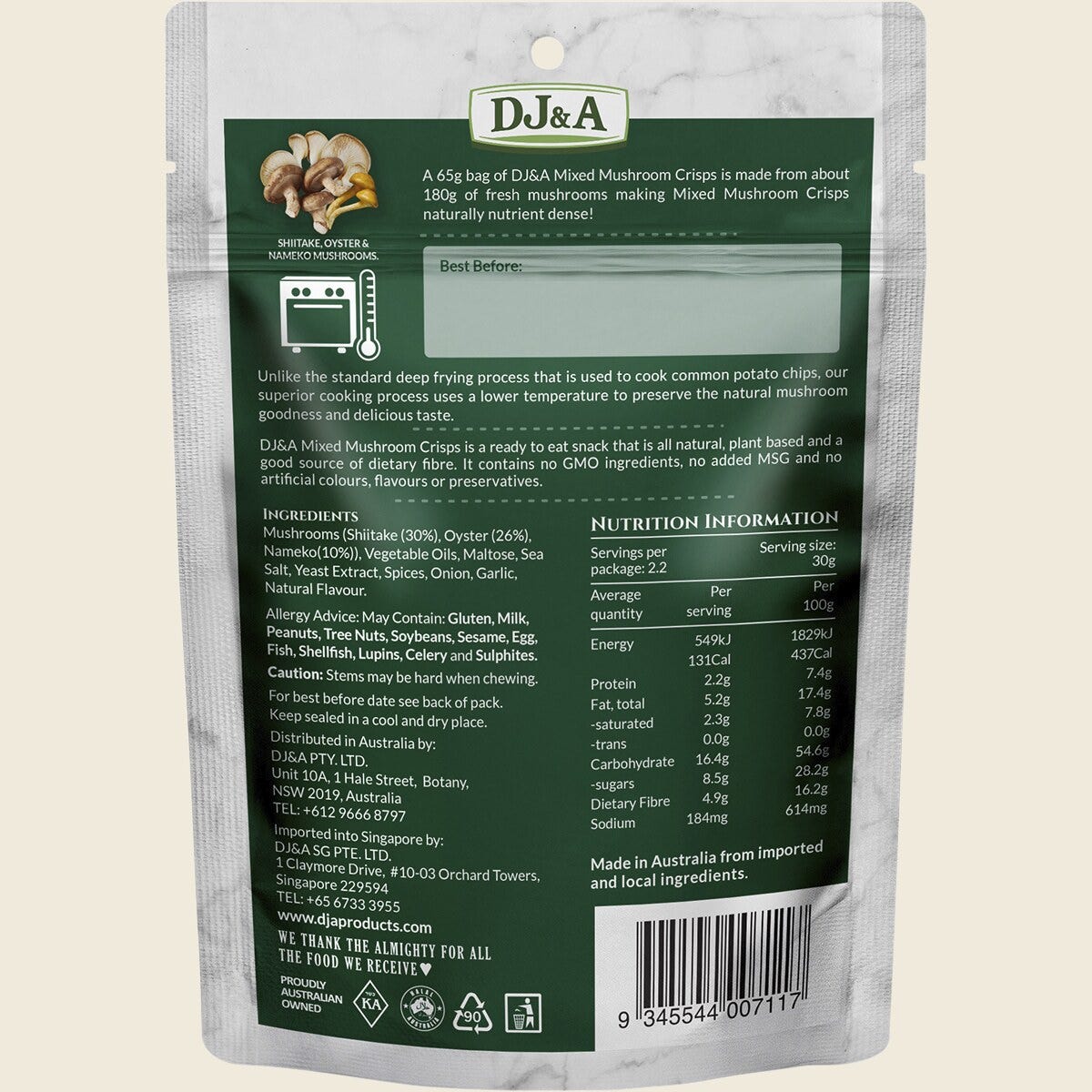 DJ&A Mixed Mushroom Crisps 9x65g back