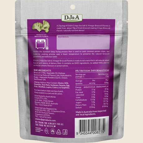 DJ&A Crispy Broccoli Florets Sea Salt & Vinegar 12 x 25g