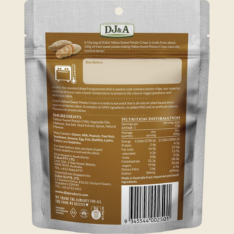DJ&A Yellow Sweet Potato Crisps 10 x 55g
