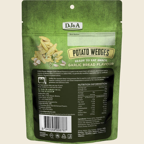 DJ&A Potato Wedges Garlic Bread Flavour 9x100g back