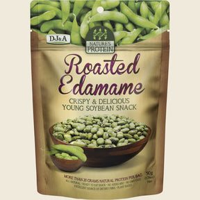 DJ&A Nature's Protein Roasted Edamame 12x50g front