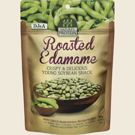 DJ&A Nature's Protein Roasted Edamame 12x50g front