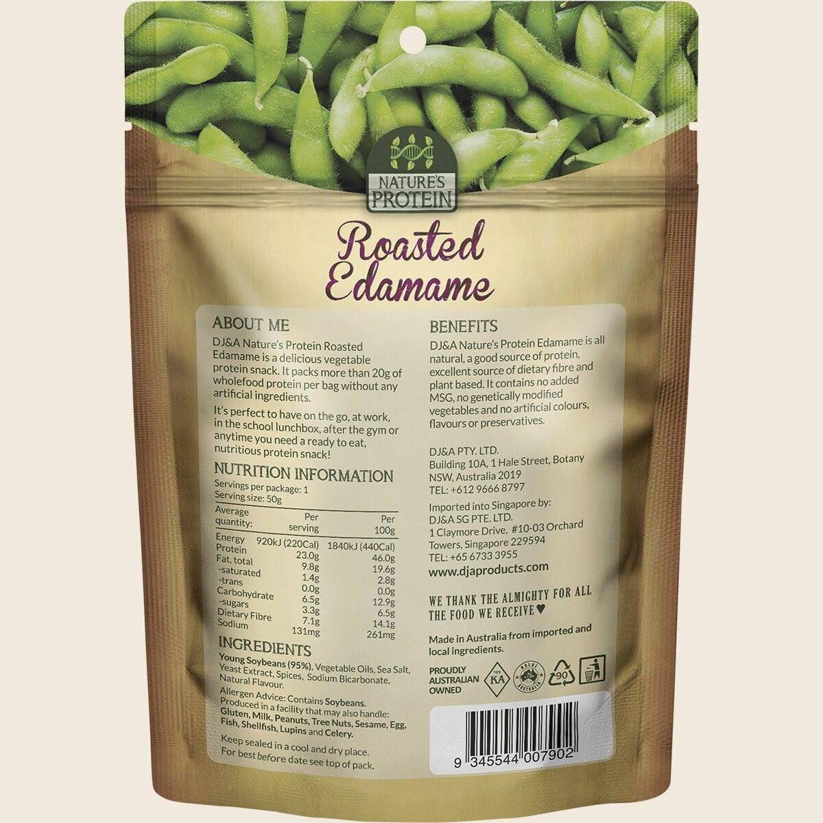 DJ&A Nature's Protein Roasted Edamame 12x50g back
