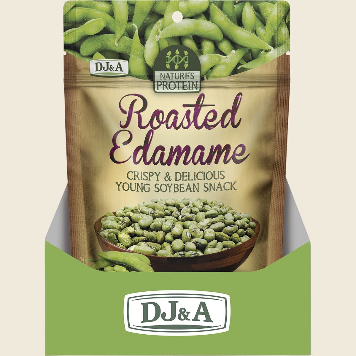 DJ&A Nature's Protein Roasted Edamame 12x50g display