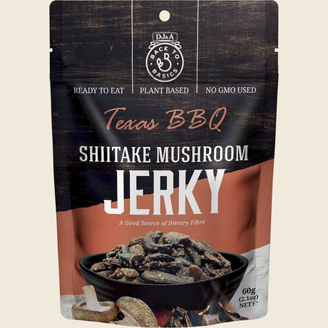 DJ&A Shiitake Mushroom Jerky Texas Bbq 12x60g front