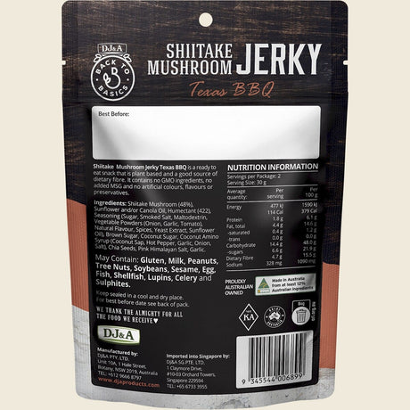 DJ&A Shiitake Mushroom Jerky Texas Bbq 12x60g back
